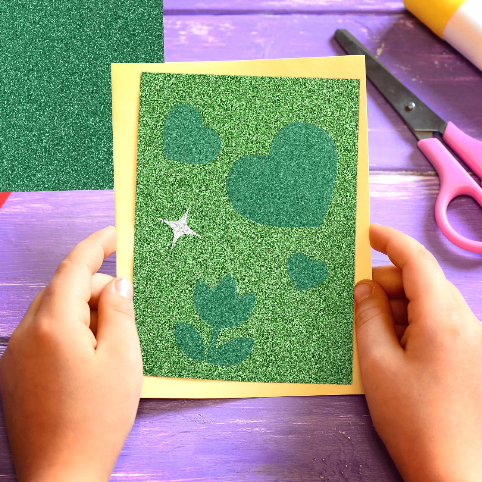 

10Pcs Green Sparkly Glitter Cardstock Paper for DIY Craft Projects Wedding Invitations Party Decoration Green Glitter Paper