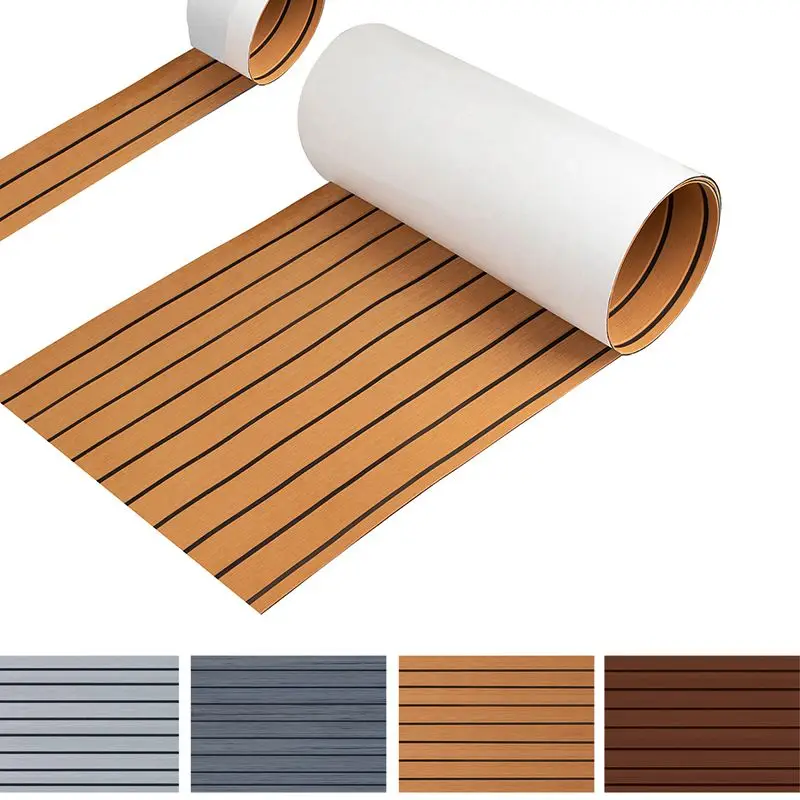 

2400*300mm EVA Foam Boat Pad Non-Slip Self-Adhesive Faux Teak Decking Sheet Mat Anti-Slip Flooring Pad for Yacht Boat Deck Pad