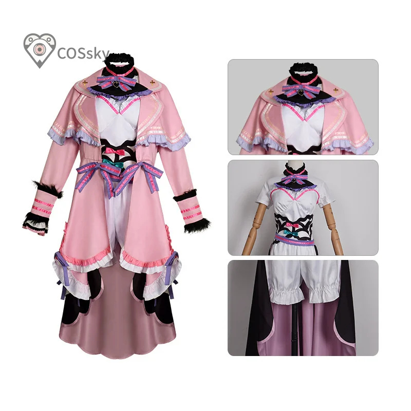 

Eyjafjalla Cosplay Costume Game Arknights Girl pink Lolita dress strapless hat socks Halloween party woman role play uniform
