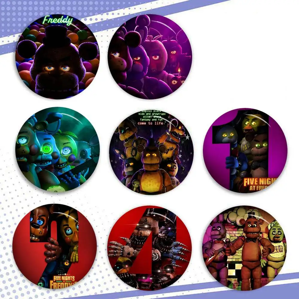 Fnaf Five Nights At Freddys M Niedliche Anime-Figur-Abzeichen, handgefertigte Weißblechbrosche für Rucksack, Kleidung, Brustornament, Geschenke