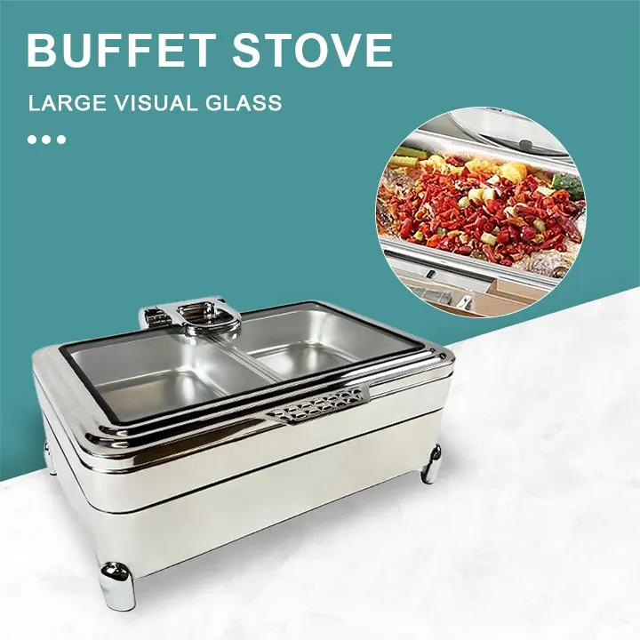 New Product Explosion Luxury Party Catering Equipment Stainless Steel Hydraulic Chafing Dish Food Warmer Buffet Set