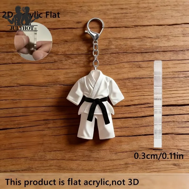 Taekwondo Clothes Pendant Keychain Sports Themed Acrylic Ornament Charm 2D Flat Hanging Decoration Festive Party