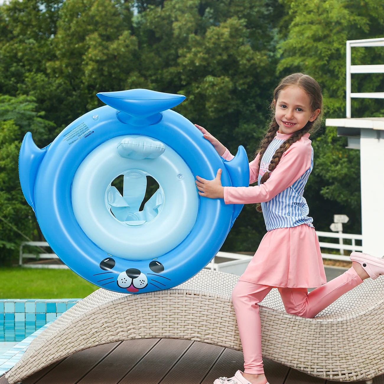 1 unidad de flotadores de piscina con estampado de tiburones, anillo de natación de verano, ayuda para nadar en la playa y la piscina, juguetes de playa Gea de seguridad en el agua para fiesta en la piscina