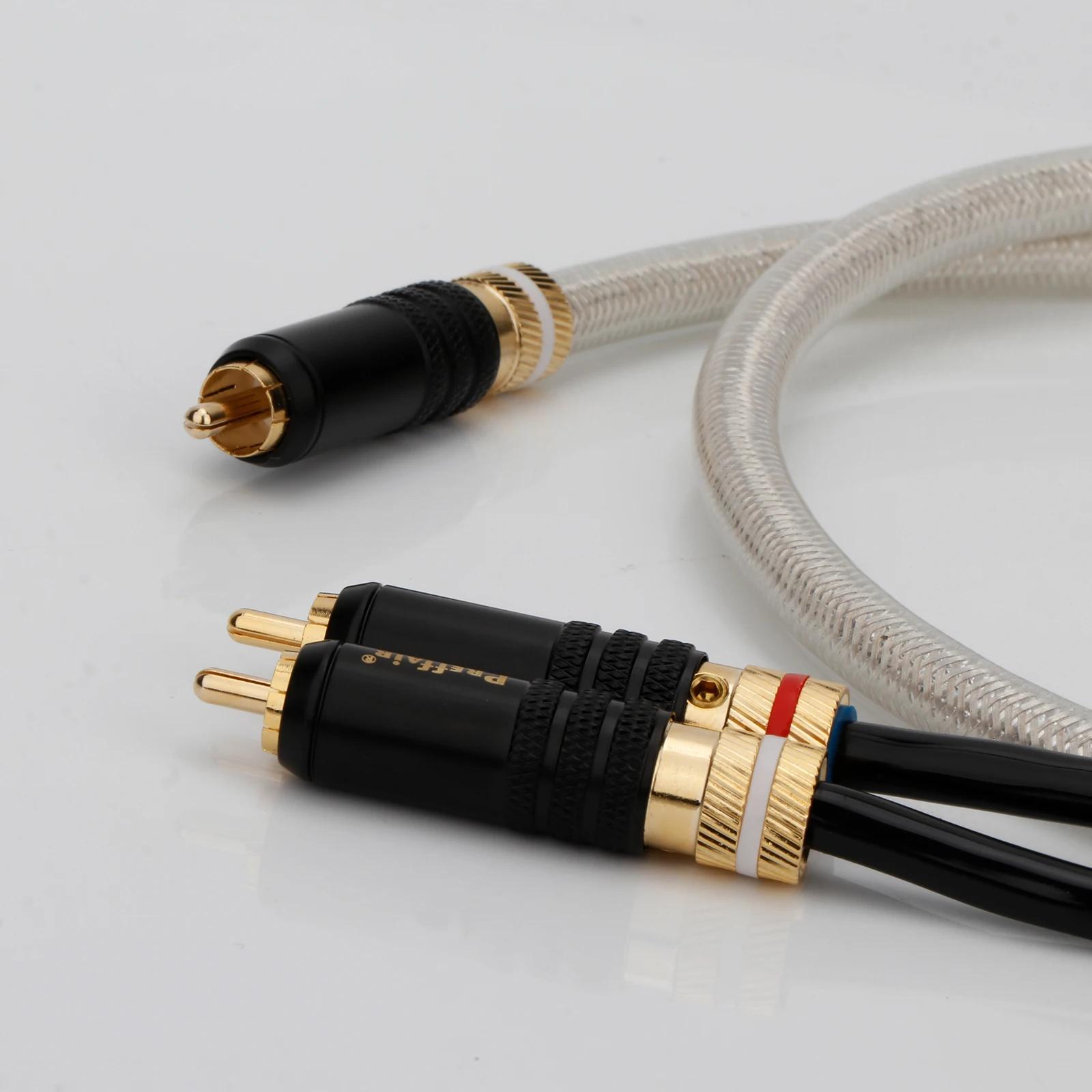 QED Silver-plated RCA to 2RCA Audio Cable Gold Plated RCA plug Audio Cable for Amplifier DAC TV DVD Premium