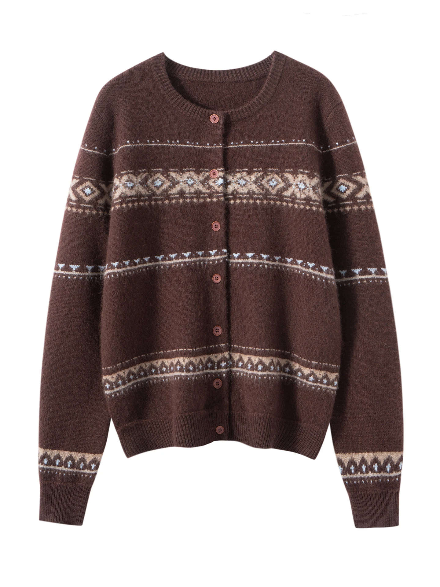 TLOML женский 100% кашемировый свитер, винтажный толстый жаккардовый кардиган с круглым вырезом, осень-зима, мягкий теплый кашемировый трикотаж, топы в стиле ретро