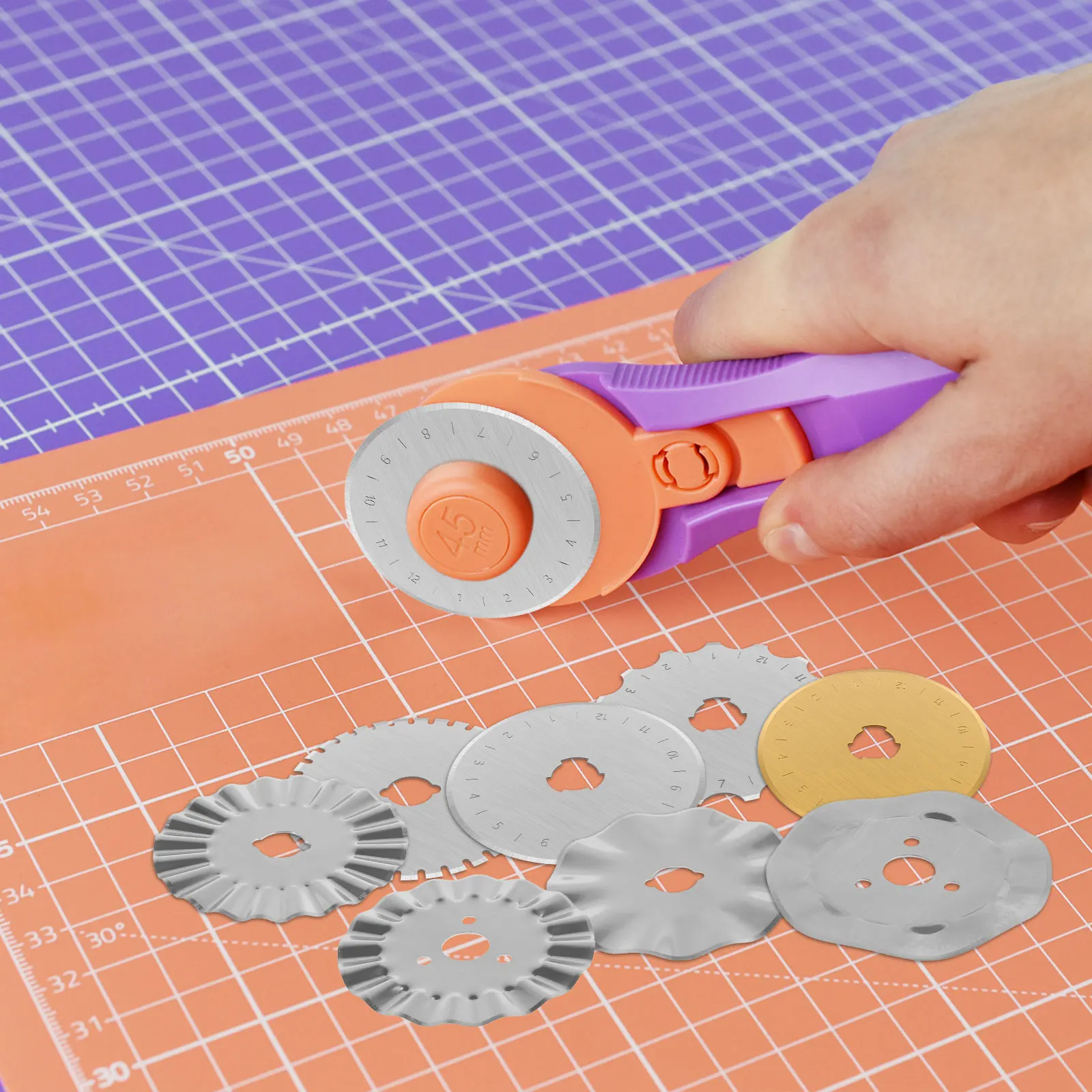 

12Pcs Fabric Rotary Cutter Steel Rotary Cutter Replacement Blades High Cutting Efficiency Rotary Fabric Shear for Plastic Canvas