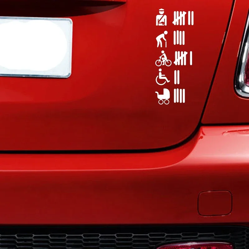 2D Flat Funny Priority Lane Figure Waterproof UV Resistant Vinyl Sticker Car Truck Window Bumper Decor