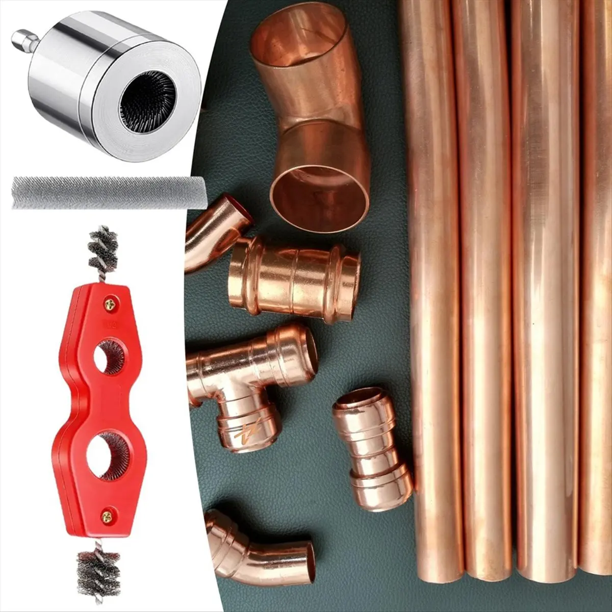 

A58Z Copper Pipe Cleaner, 22mm Copper Pipe Cleaner for Drill, Metal Pipe Cleaner , Copper Pipe Brush for Electric Drill Bit
