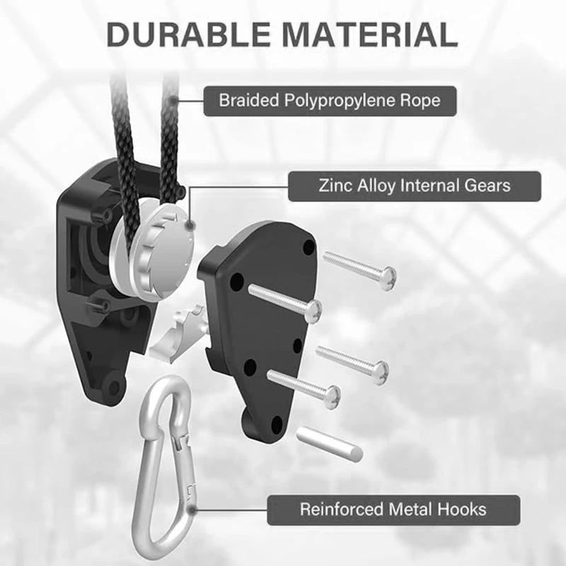 Imagem -03 - Heavy Duty Corda Ajustável Cabide Planta Catraca Leve Metal Reforçado Engrenagem Interna 18