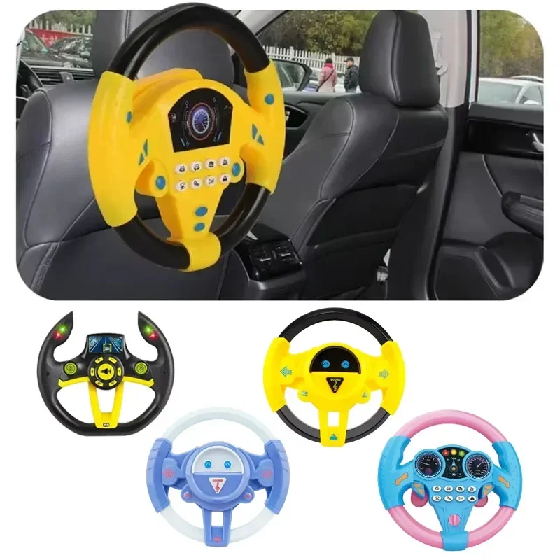 Eletrnic Simulation Steering Wheel Toy with Light Sound Kid Early Educational Stroller Steering Wheel New Vocal Educational Toys