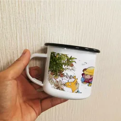 재미있는 만화 에나멜 머그잔, 커피 머그잔, 야외 파티 맥주 주스 컵, 만화 아침 우유 손잡이 컵, 캠핑 선물 커플 컵
