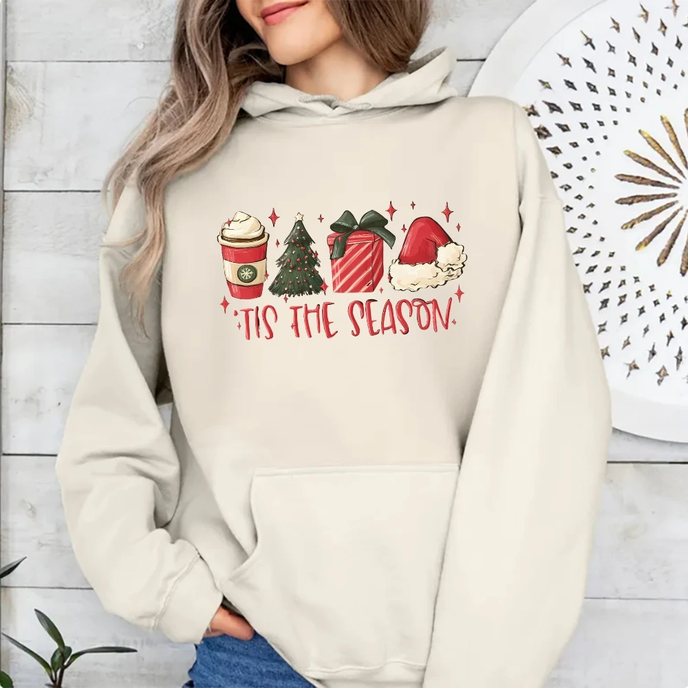 Y2K felpa con cappuccio regalo di natale stampa Unisex Fit Trendy maniche lunghe lavaggio Pullover camicia grafica retrò autunno e inverno felpa