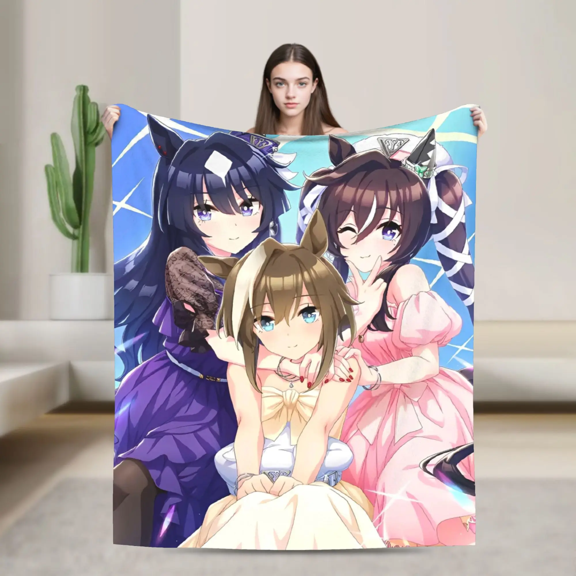 Umamusume Pretty Derby Anime Fleece Throw Blankets Lovely Blanket for Bedding Car Warm Bedroom Quilt