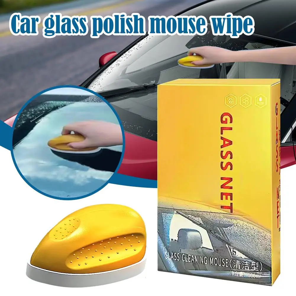 Car Glass Glossy Mouse Coating Crystal Plating Agent Cleaning Oil Film Remover Anti-Rain Mist Cleaning Brush for All Vehicles