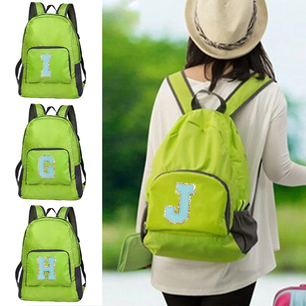 New Men's and Women's Versatile Green Letter Embroidered Logo with Large Capacity Portable Outdoor Hiking and Commuting Backpack