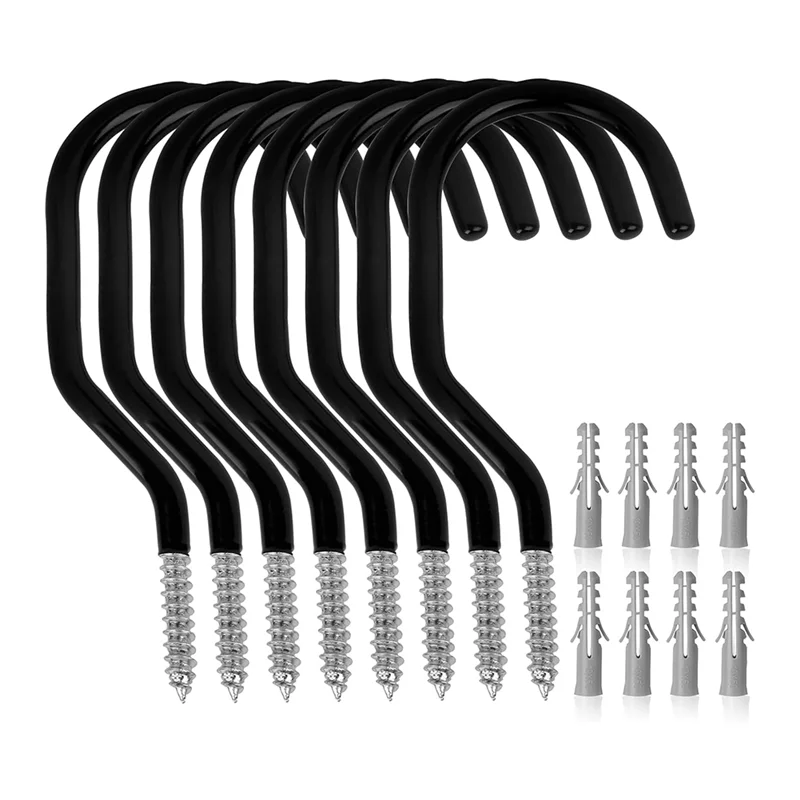 

MCGS-For Garage Bike Hooks 6Inch Heavy Duty 1Set 8Pcs Organization Wall Ceiling Mount Screw In Hanging Hooks For Garage Bike Sto