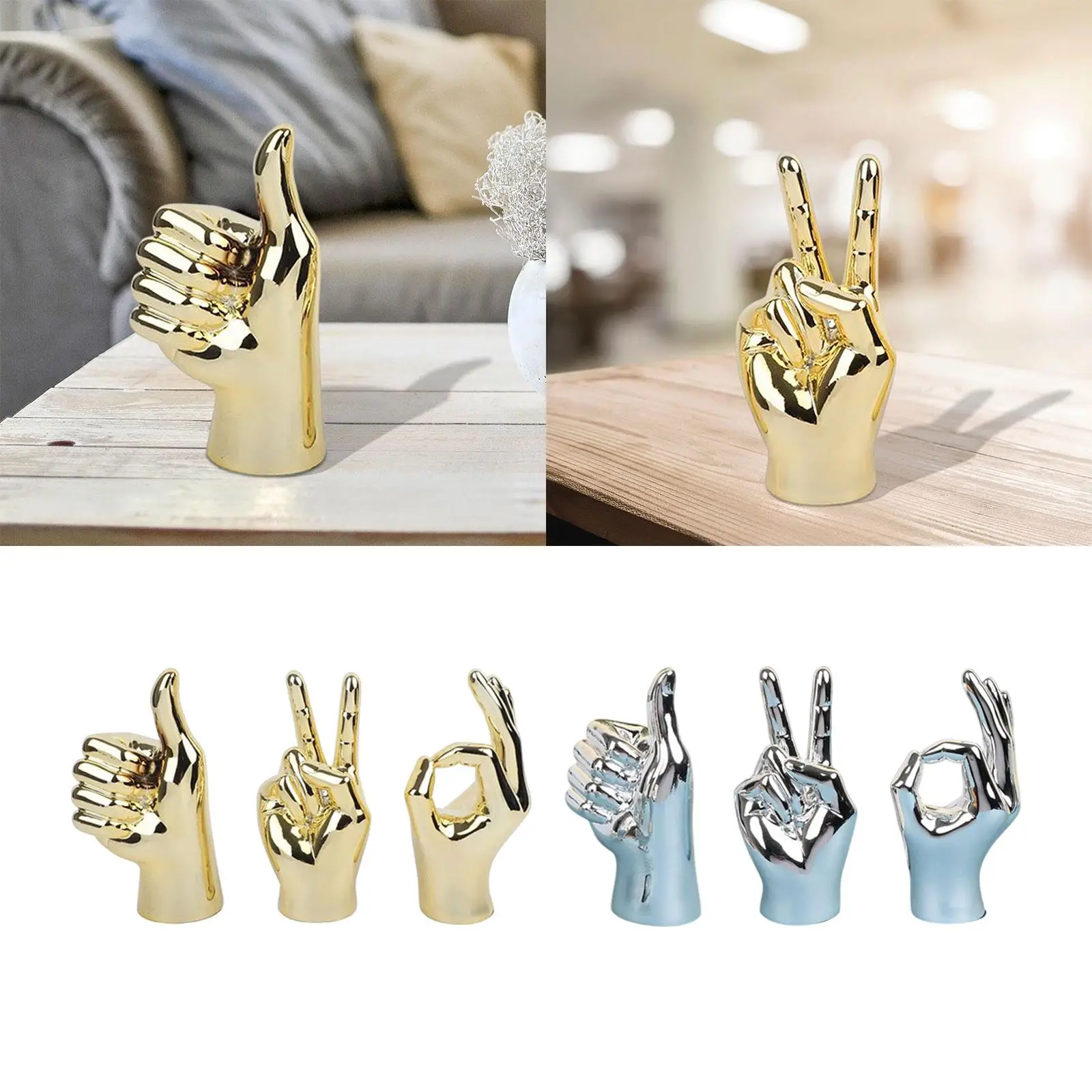 Hand Finger Gesture Desk Statues Fingers Sculpture Creative Home Living Room Cabinet Shelf Decoration