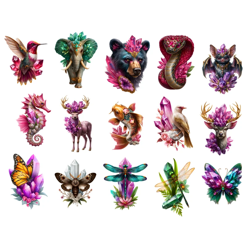 The animals in the crystal fish Patches on Clothes Iron on Heat Transfer Patches Iron on Clothing Stickers Custom Patch DTF