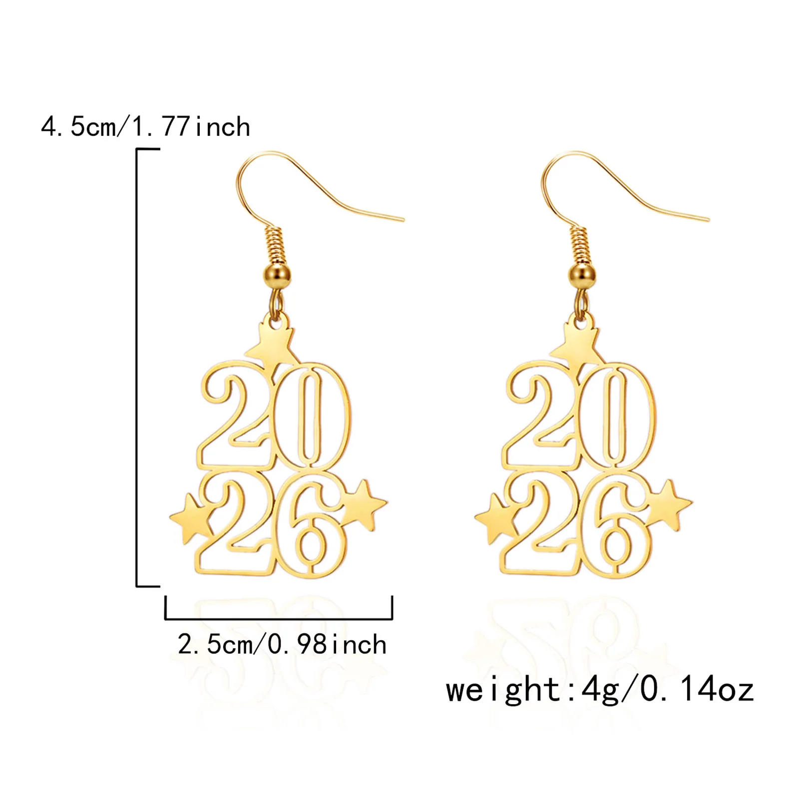 Nummer 2026 Neujahrsfeier-Ohrringe für Damen, Edelstahl, Schmuck, Accessoires, Geschenke – Detail 3