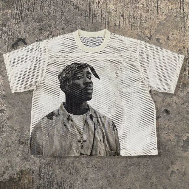 Harajuku High Streetwear Basketball Tops Y2k Couples Goth Hip Hop Mesh ventilation Short Sleeve O-Neck Men Women T-Shirt
