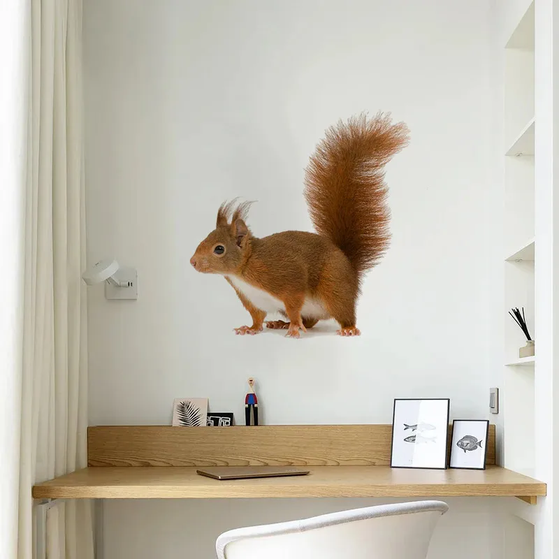 Witty And Lovely Little Squirrel Animal Wall Sticker Kid\'s Room Decor Living Room Decor Cabinet  Refrigerator Home Decals