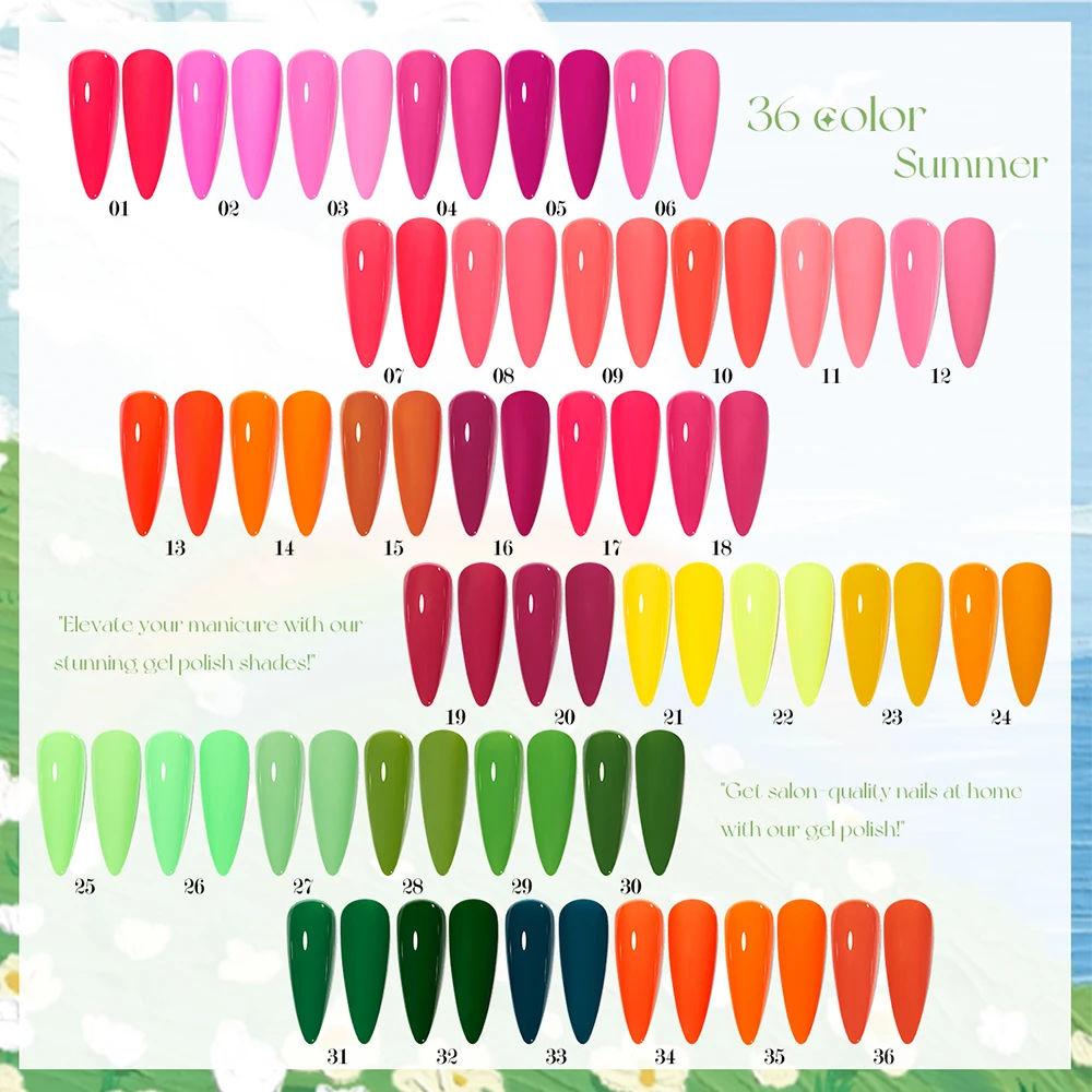 Vendeeni 36 Farben/Set Vier Jahreszeiten Einfarbiger Gel-Nagellack TPO HEMA-FREI Semi-Permanenter UV-Soak-Off Gel-Lack mit Display – Detail 15