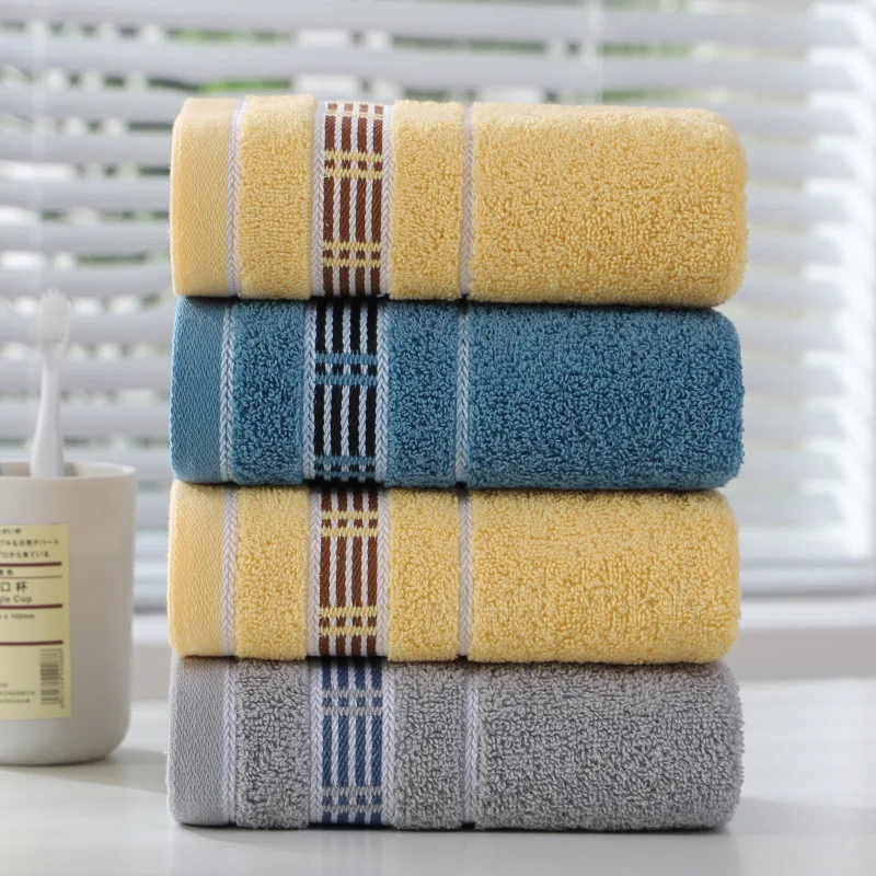 100% Cotton Face Towels, Striped Soft Absorbent Hand Towels, Reusable Household Bath Towels for Bathroom