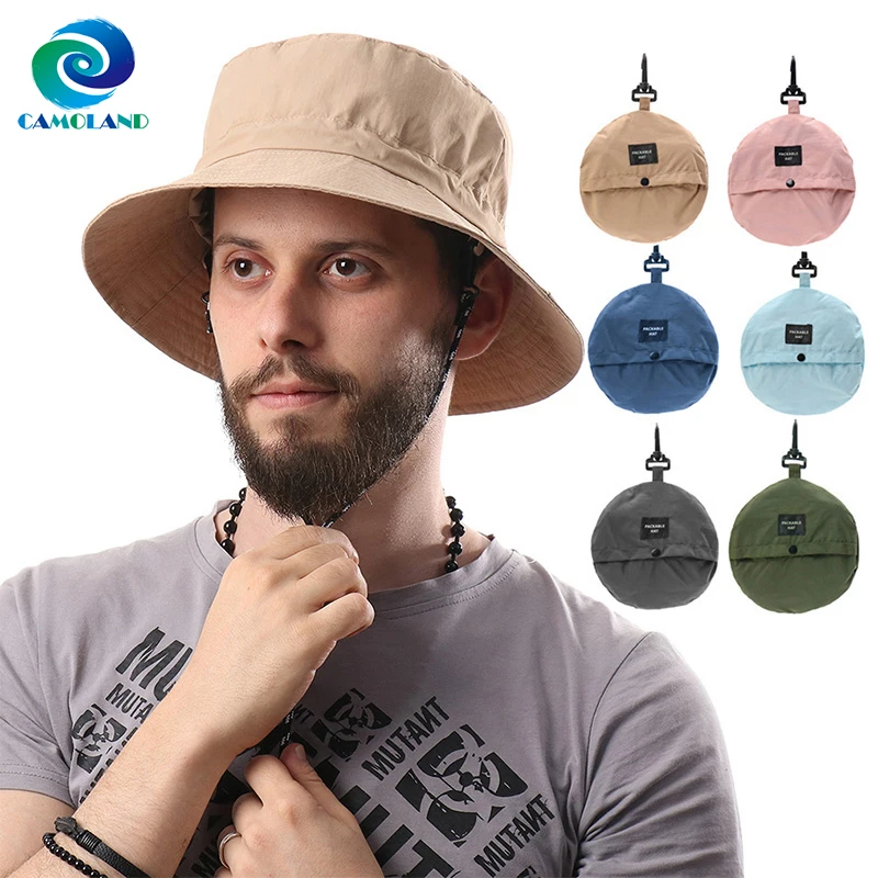 CAMOLAND Quick Dry Waterproof Drawcord Bucket Hat Adjustable Fisherman Hat Summer Unisex Basin Foldable Storage Bucket Caps