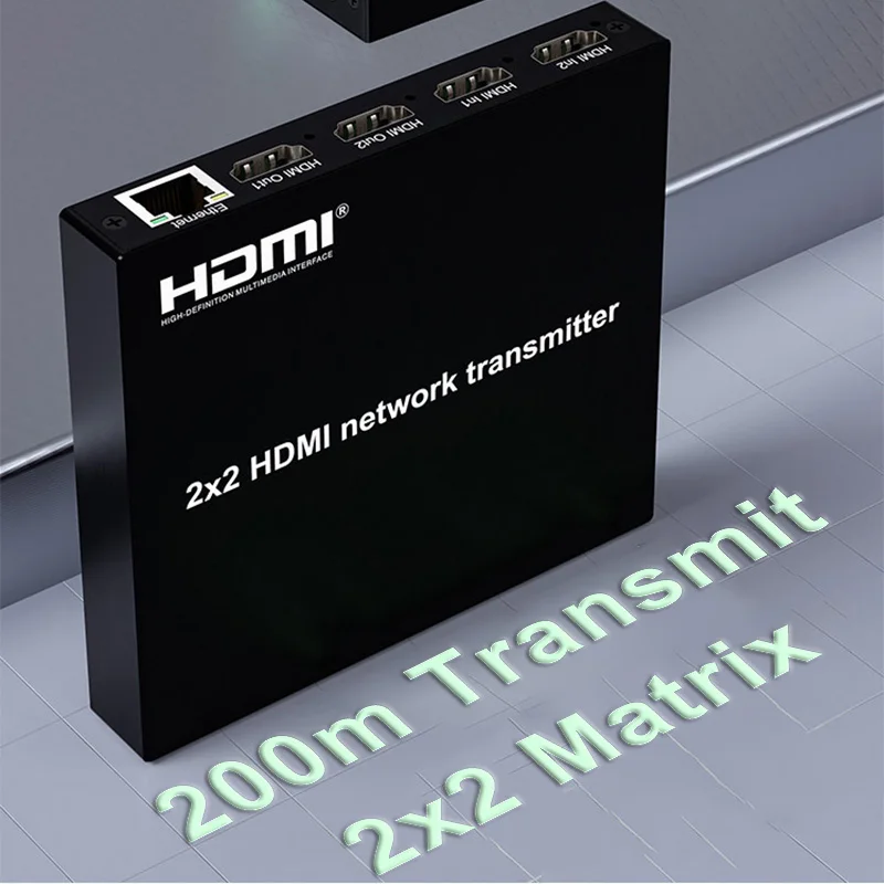 

2x2 HDMI Network Matrix Transmitter Over Cat6 Cable 200M Two-way Transmission 2 in 2 Out Video Converter HDMI Ethernet Extender