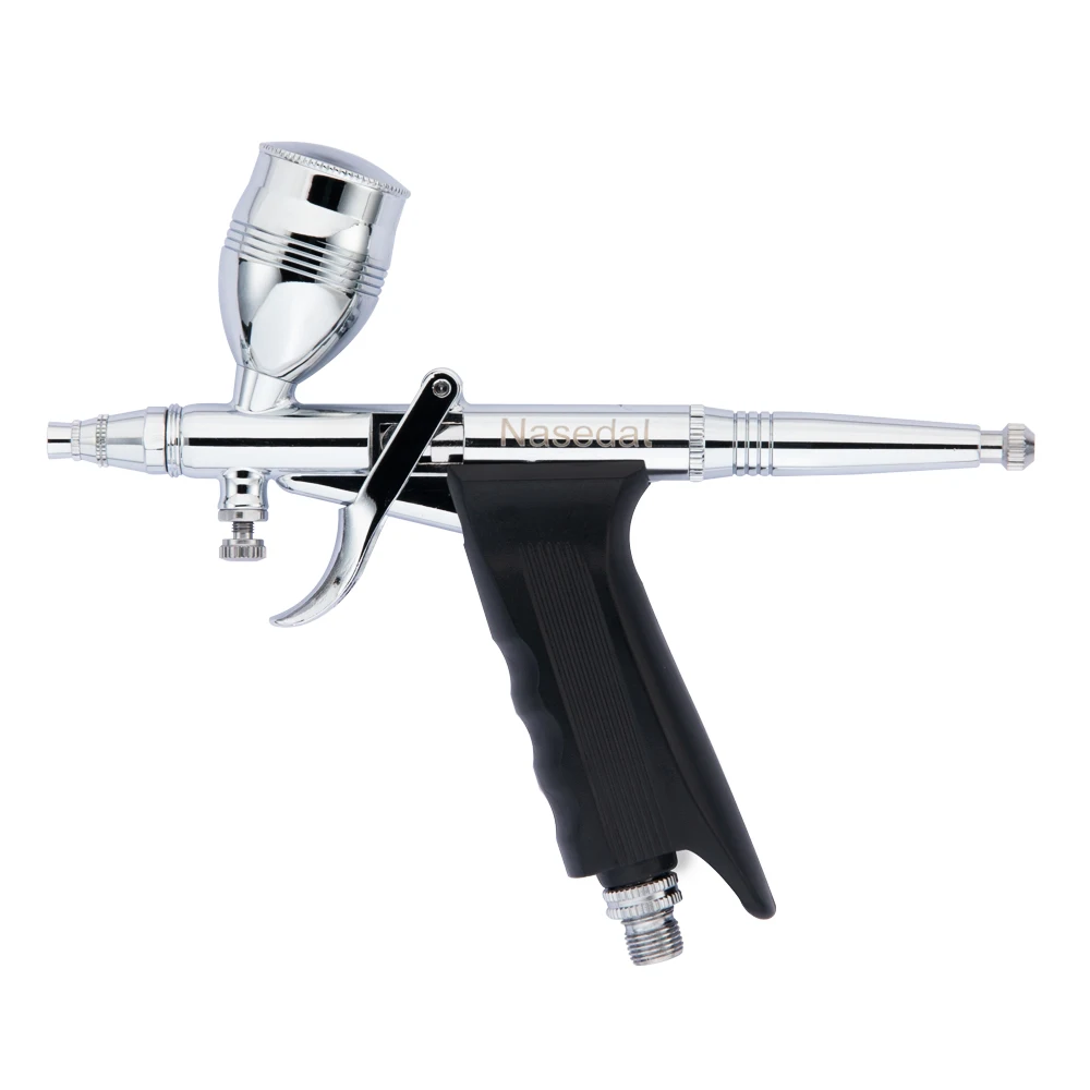 Imagem -02 - Nasedal 0.3 0.5 0.8 mm Dupla Ação Gravidade Airburhs 2cc 5cc 13cc Pistola de Pulverizador Nt116b Aerógrafo Conjunto Spray Modelo Escova de ar