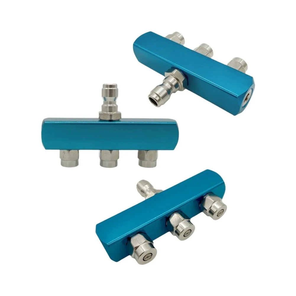 1pc 3 Way 4 Port Aluminum Air Manifold Quick Connect Splitter 1/4in NPT Connector Industrial Pneumatic Fittings Air Compressor