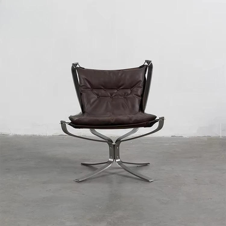 

#MOYI Traditional Vintage Hotel Furniture Casual Carbon Steel Frame Artificial Leather Lounge Chair for Home Villa