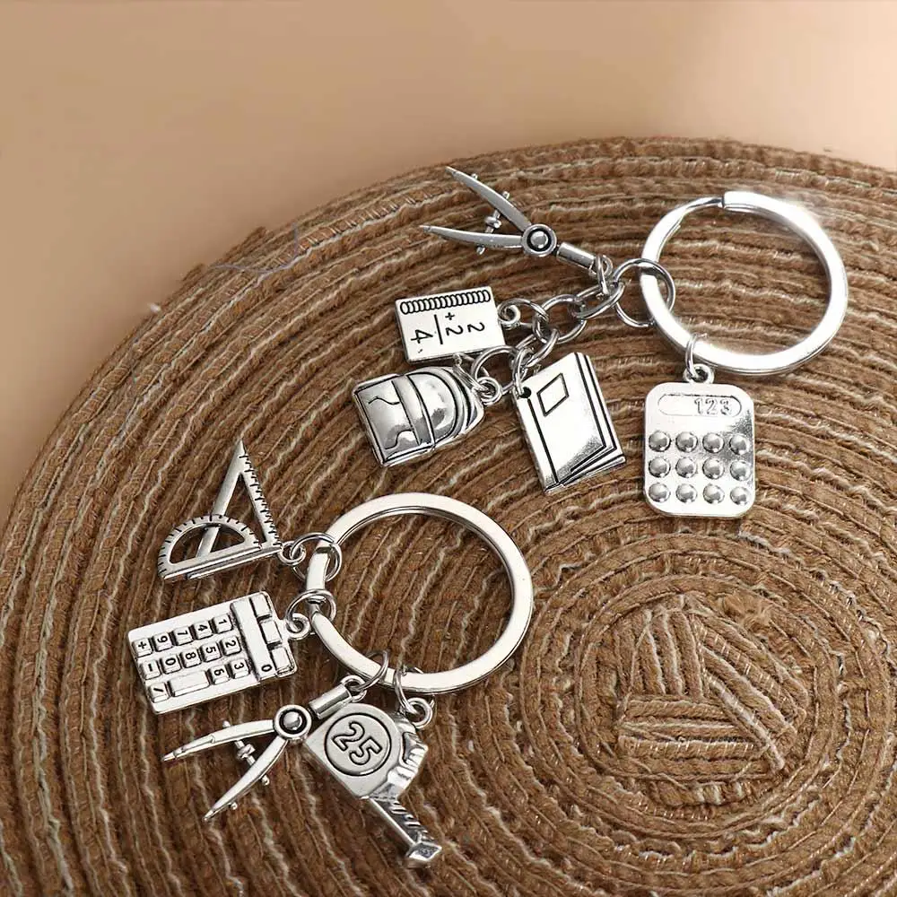 DIY Jewelry Math Formulas Keychain Calculator Book Geometry Keychain Backpack Retro Student Keychain Teachers' Day Gifts