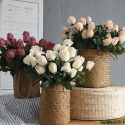 9 Head Oil Painting Roses Artificial Rose Bouquet Wedding Decor Simulation Flowers Fake Flower Decoration