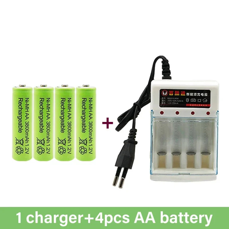 2024 AArechargeable battery 3800Mah 1.2v nickel hydrogen rechargeable battery with charger, suitable for game consoles,toys, MP3