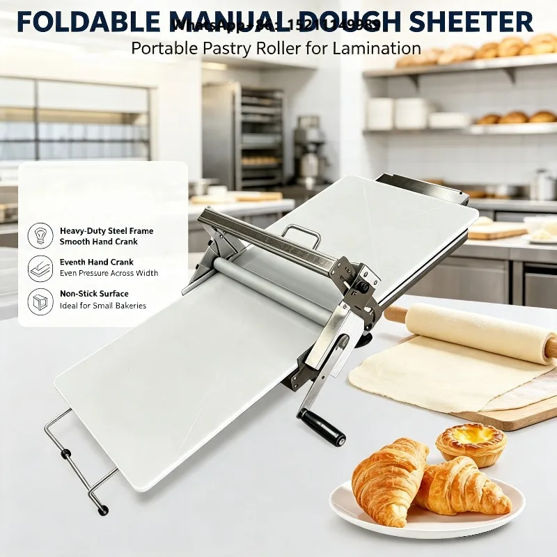 Lightweight Portable Dough Sheeter Manual Roller with Non Stick Surface for Croissant and Fondant Pastry Work