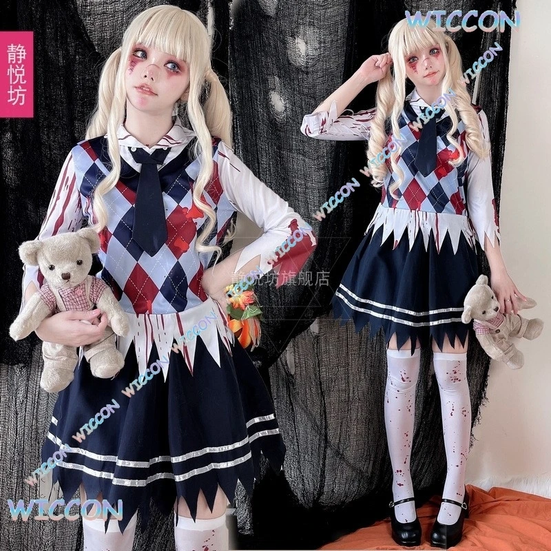 

Creepy Clown Suit For Party Halloween Adult Cosplay Costume Scary Doll Zombie Vampire Student Uniform Scary Makeup Horror Theme