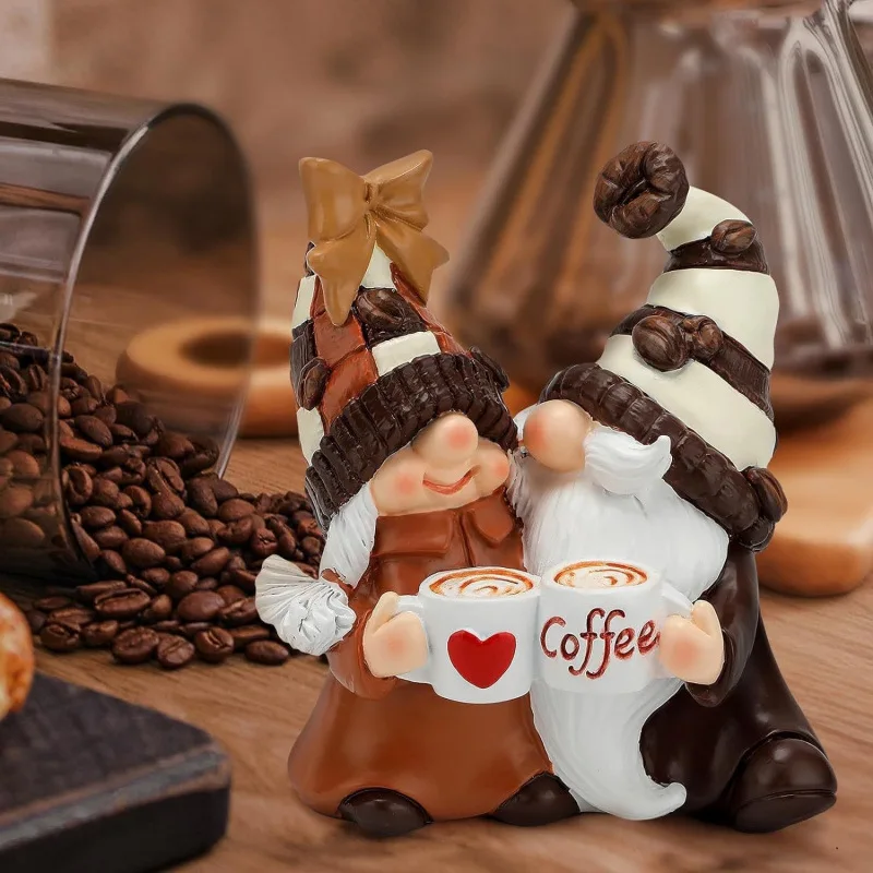 

Coffee Gnomes Funny Resin Statues For Home Room Decor Ornaments Couple Partner Valentine's Day Anniversary Gifts Decorations