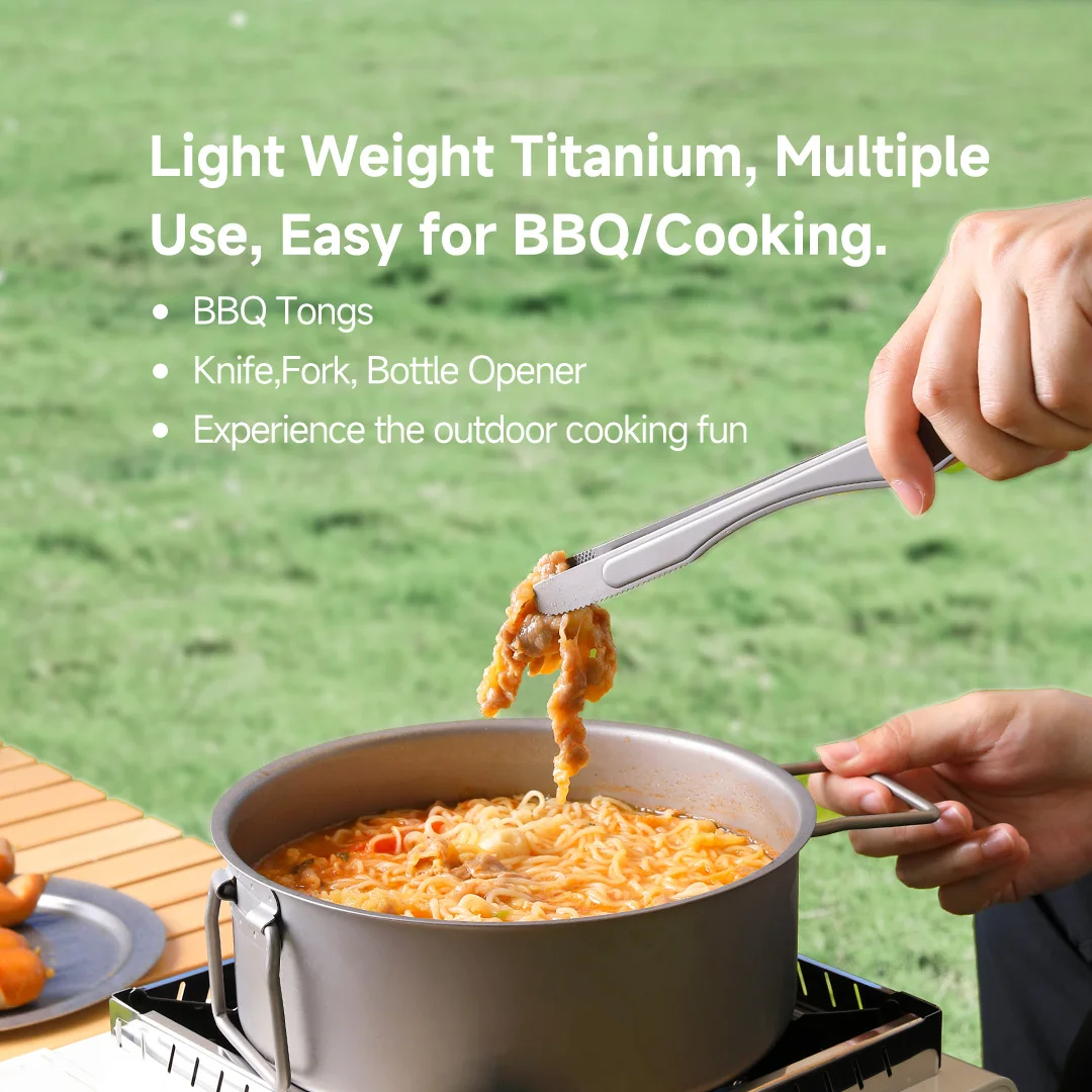 Nextool Multifunctional Titanium Clip 4-in-1 Detachable Knife Fork Barbecue Kitchen Steak Barbecue Special Clip Camping Utensil