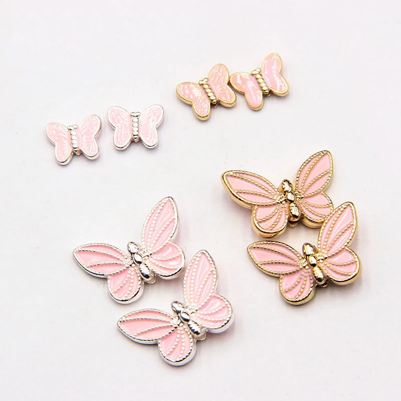 New Vintage Sweet Style Jewelry Accessories Pink Butterfly DIY Beads for Bracelet 8pcs/set