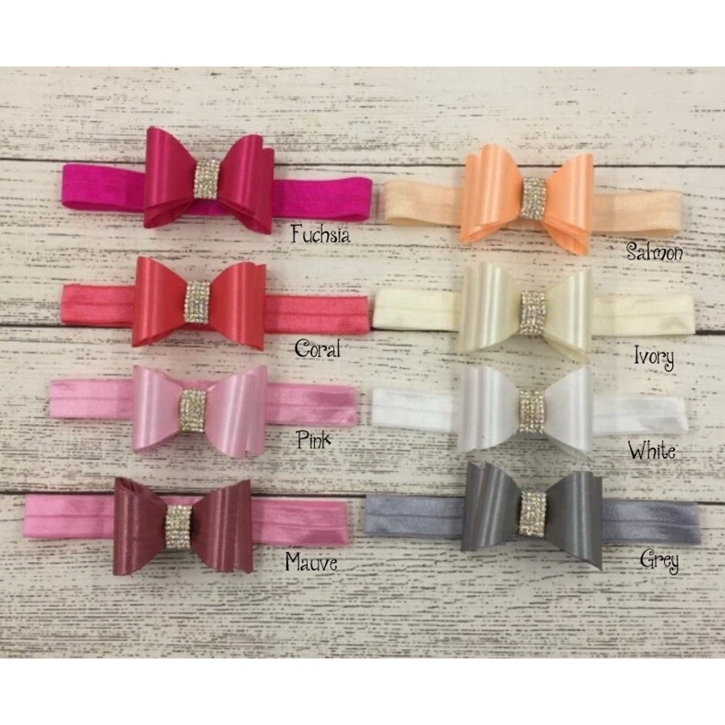 

30pcs/lot 8colors Wholesale Rhinestone Hair Bows Headband Luxe Headbands Hair Bow Head Wear Kids Girls Hair Accessories