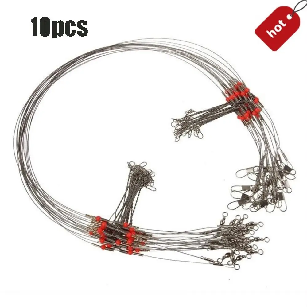 Quality High Carbon Stainless Steel String Fish Hook Safety Snaps Leader Trace With Snap Fishing Wire Line Rope Wire