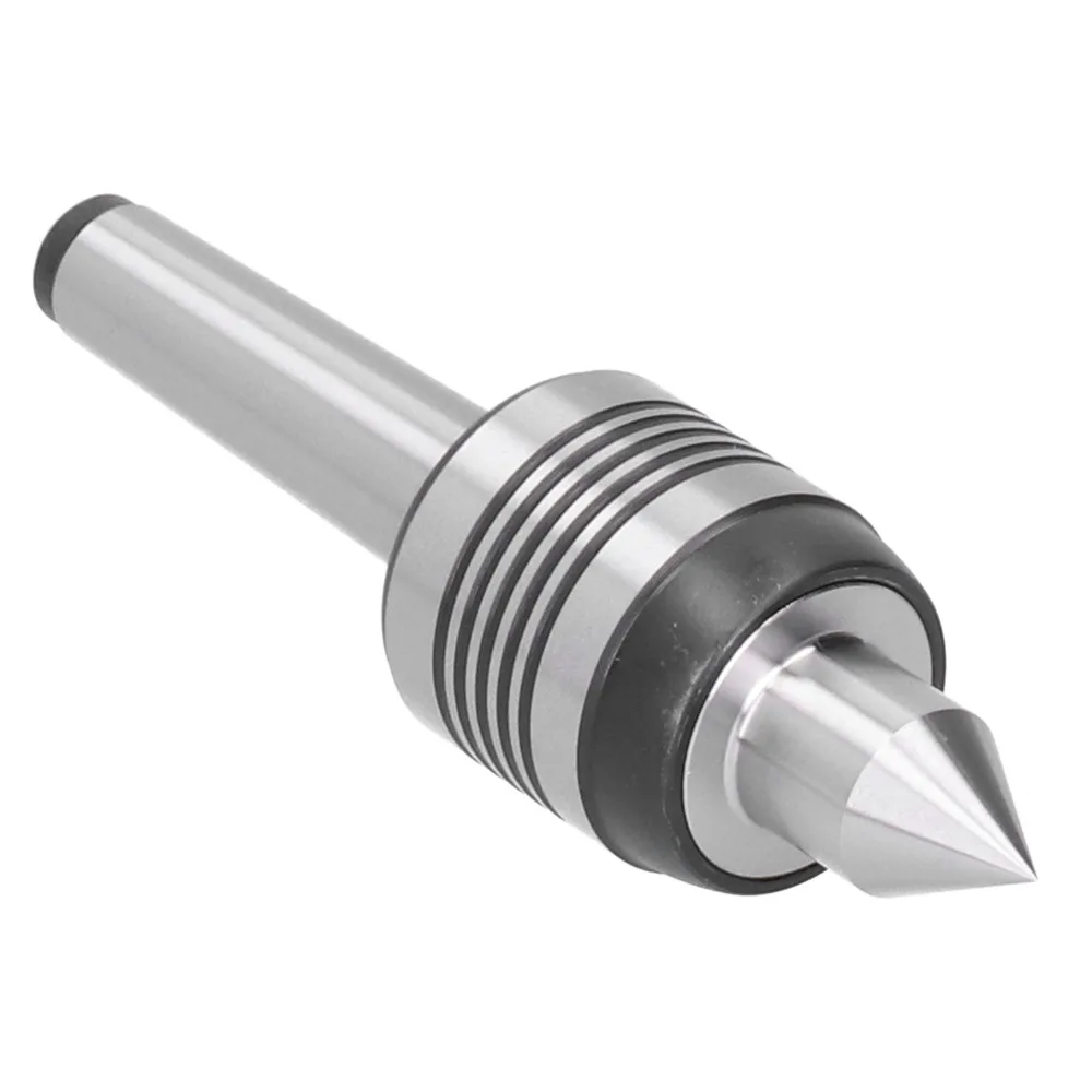 MT2 Morse Taper Live Center Hardened Steel Bearing Rotating Head Lathe Center Precision Ground 5-Slot Morse Taper Center