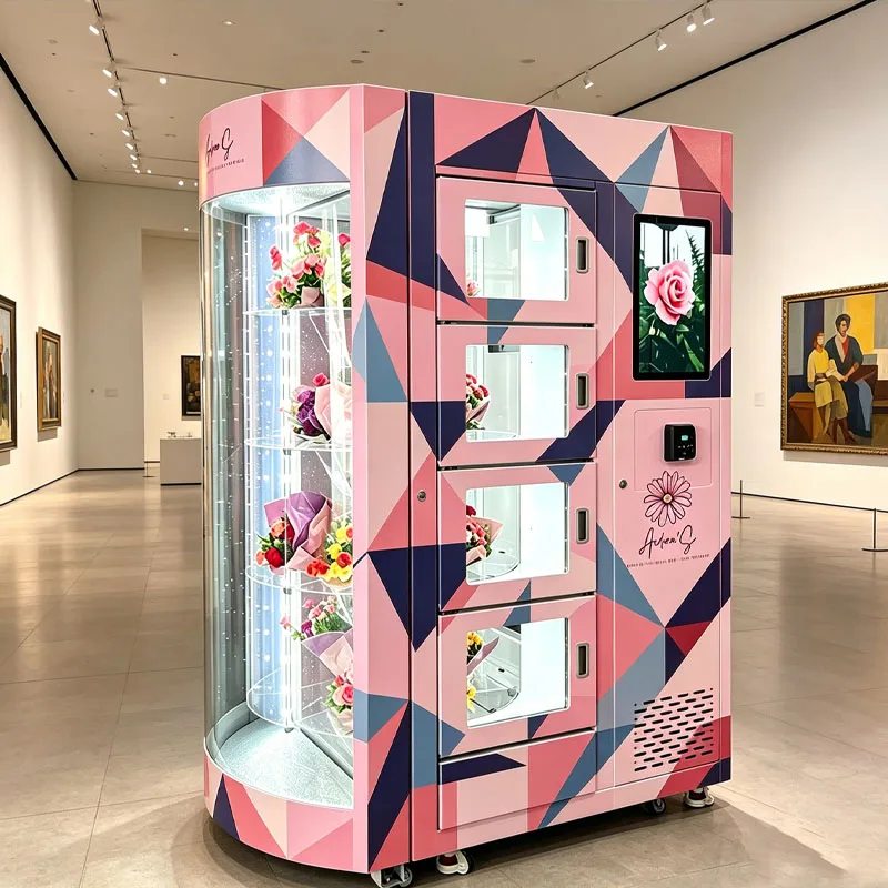 Fresh Bouquet Vending Machine Smart Flower Locker with Transparent Display and Cashless Payment Customization
