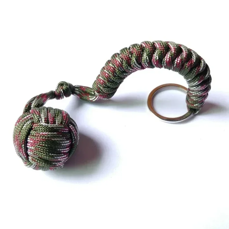 Hoge kwaliteit outdoor zelfverdediging aapvuist stalen kogel paracord sleutelhanger survival veiligheidsbescherming accessoires paracord uitrusting