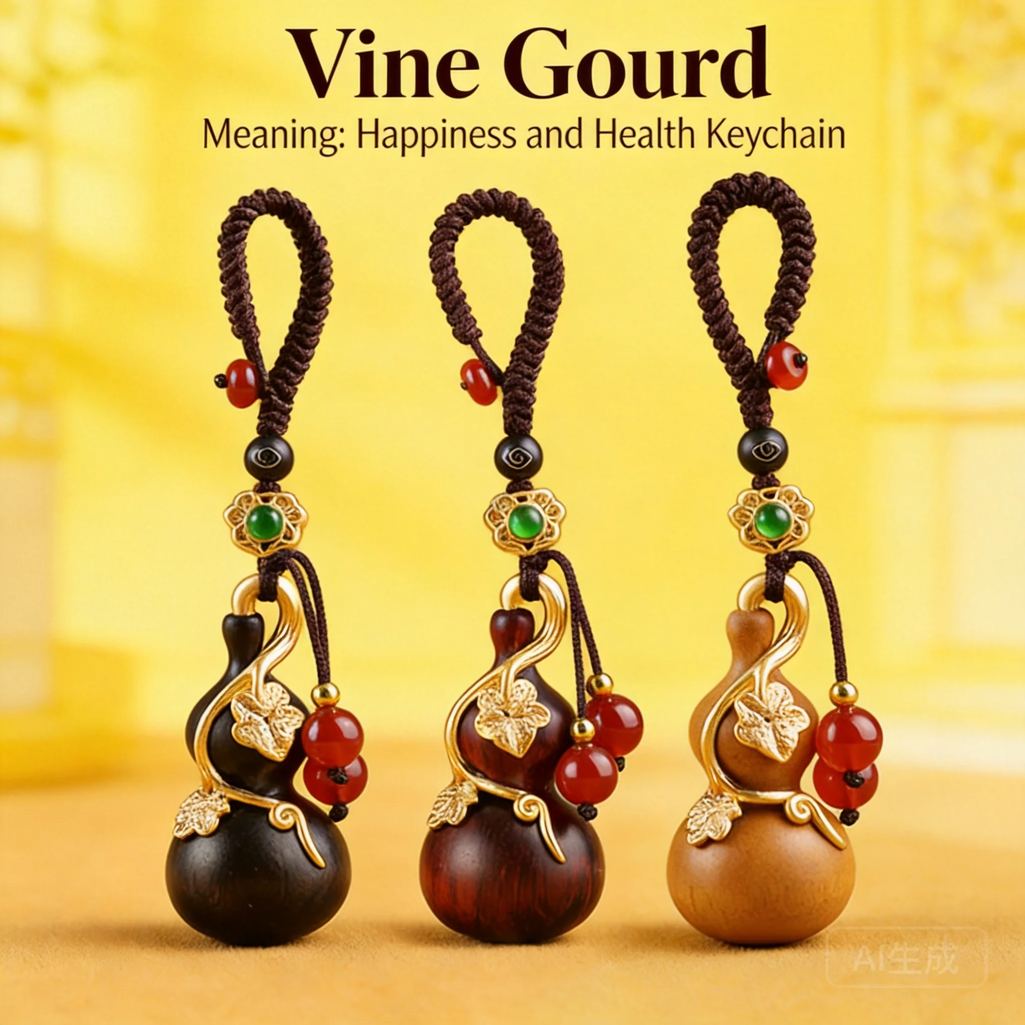 

Gourd Keychain Pendant 2026 Chinese Style Good Luck Blessing Gift For Key Bag Car Decor Peach Wood Inlaid Color Retaining Brass