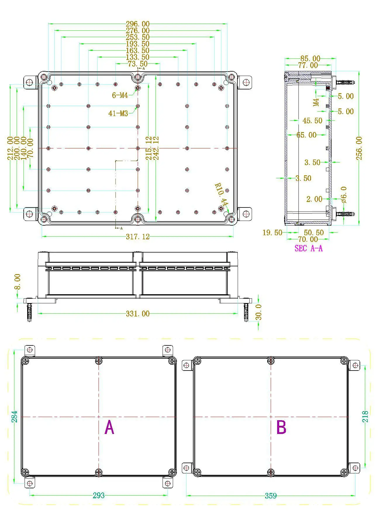 Imagem -05 - Caixa de Junção Plástica Impermeável do Fio do Alojamento do Abs Ip68 Cerco Impermeável Case do Instrumento Bwp 10603 Cerco Resistente à Água