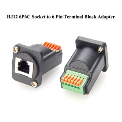 RJ12 6P6C Female Panel Mount 6 Pin Terminal Block Adapter Bulkhead Adapter D-type module RJ12 6P6C Flange Mount Connector