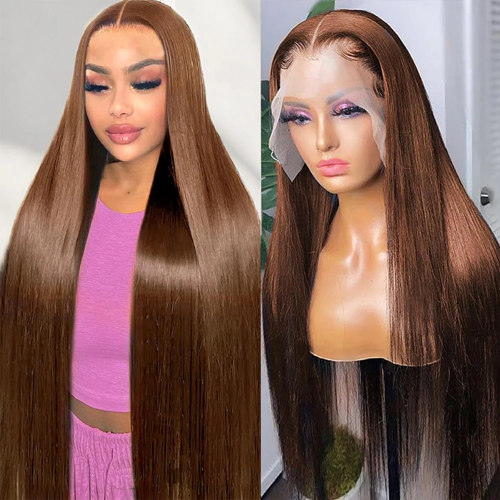 

Синтетический парик Vippretty 30 дюймов, шоколадно-коричневый, с прямым кружевным фронтом 13x6, HD-кружево, предварительно прорезанный, для женщин, плотность 250%