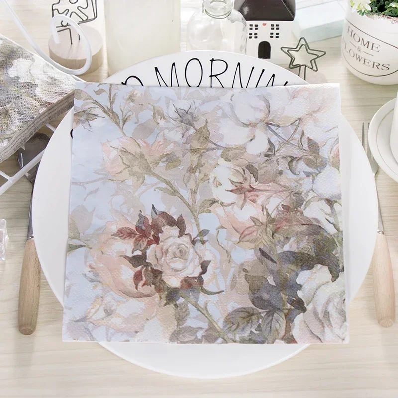20pcs/pac 2-Ply 33*33cm Colorful Printing Napkins Tissue Paper Handkerchief Paper Hotel Square Party Folded Paper Placemats